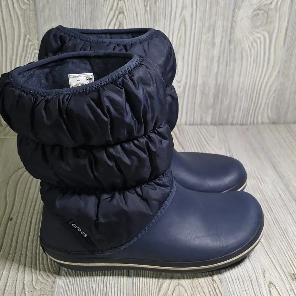 CROCS Winter Puff Boots Dark Blue Womens Size 8